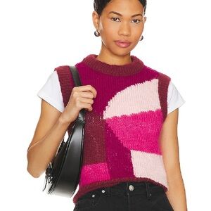 LOVERS AND FRIENDS Adiel Knit Vest in Pink Multi Size Medium Revolve